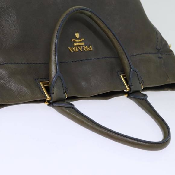 PRADA Hand Bag Leather Gray Auth yk12403 - Picture 6 of 16